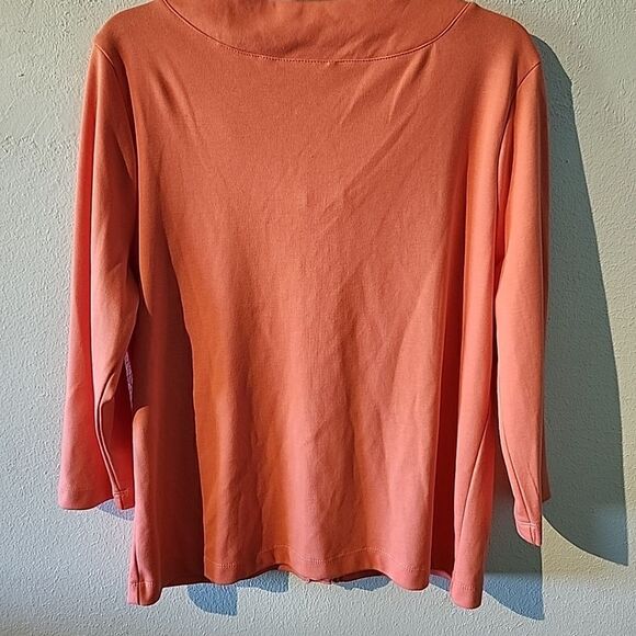 REBECCA MALONE Pink CORAL Floral BEADED BUTTON UP COTTON Cardigan L Summer Vibe - Picture 7 of 7